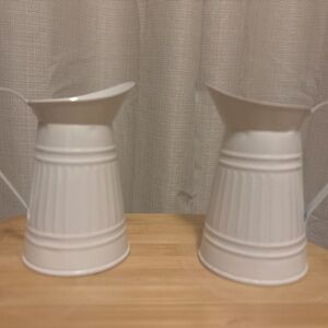 Montessori Practical Life (2) white metal pitchers